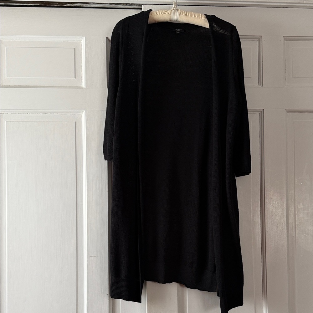 Talbots Woman Linen Open-Front Cardigan Sweater